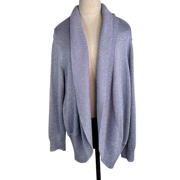 Chico’s Addison Shine Longsleeve Sweater Cardigan Metallic Blue Womens XXL - Picture 1 of 10